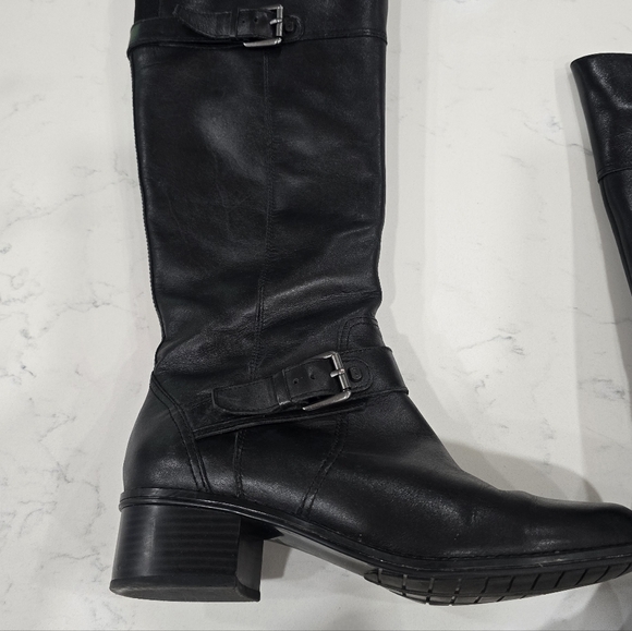 Bandolino Coppa Black Leather Side Zip Knee Harness Riding Boots Women's Size 8M - Picture 4 of 16